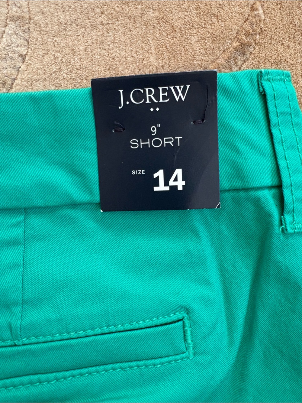 NWT, J Crew 9" Frankie Bermuda Cotton Chino Shorts, Teal Green, Size 14 - Picture 7 of 9